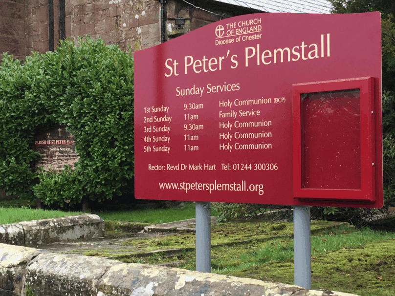 church notice board maroon aluminium classic