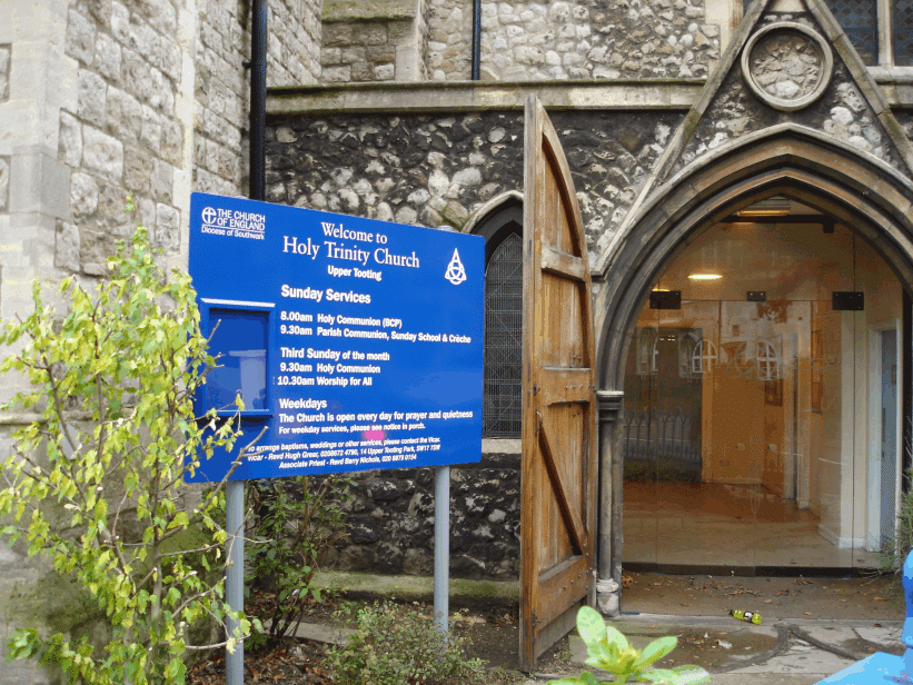 church notice boards blue aluminium classic