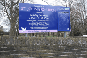church noticeboard blue aluminium classic