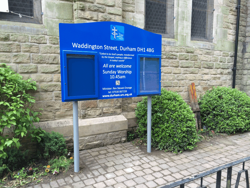 church notice board blue aluminium classic