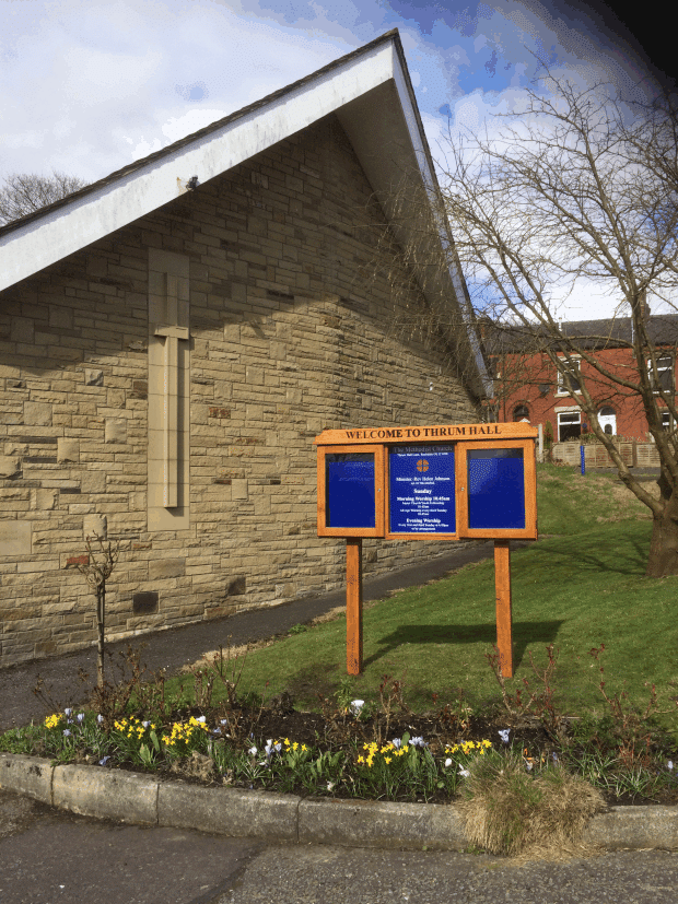 2-door oak church notice board