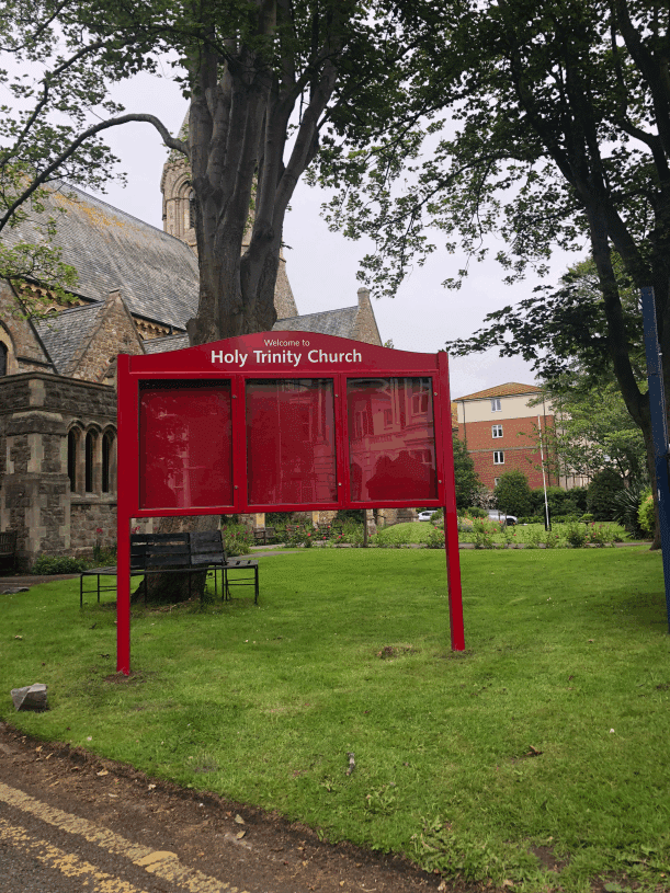 church noticeboard maroon aluminium prestige